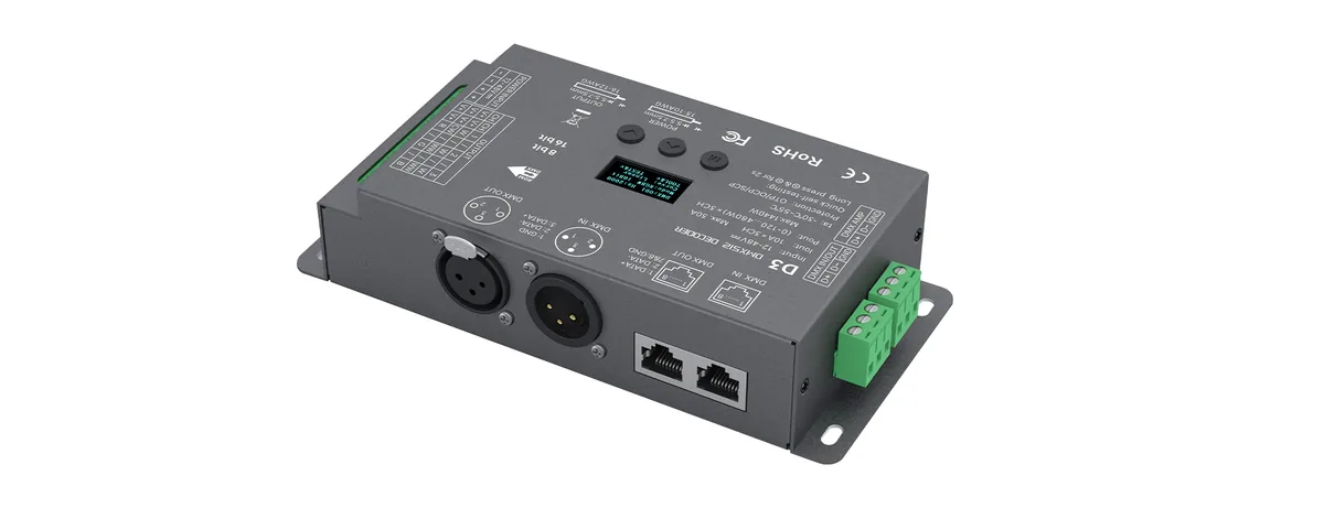 LTECH 12-48VDC 3CHx10A CV DMX512/RDM Decoder D3