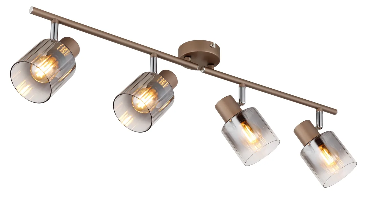 Globo WALTON spotlights - metal coffee colored matt - glass smoke colored