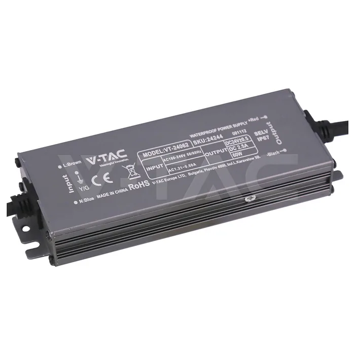 V-Tac Power Supply 60W 24V 2.5A IP67