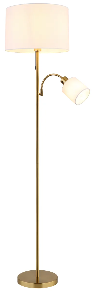 Globo TRUETT Floor lamp - metal brass-coloured matt - linen white
