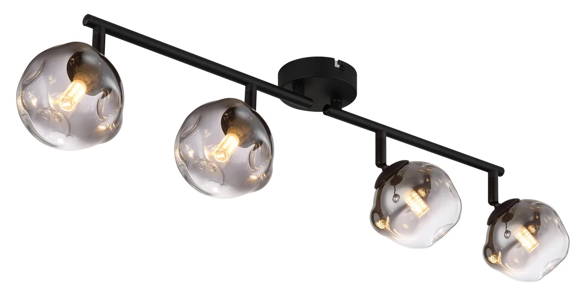 Globo ARIN spotlights - metal black matt - glass smoke colored