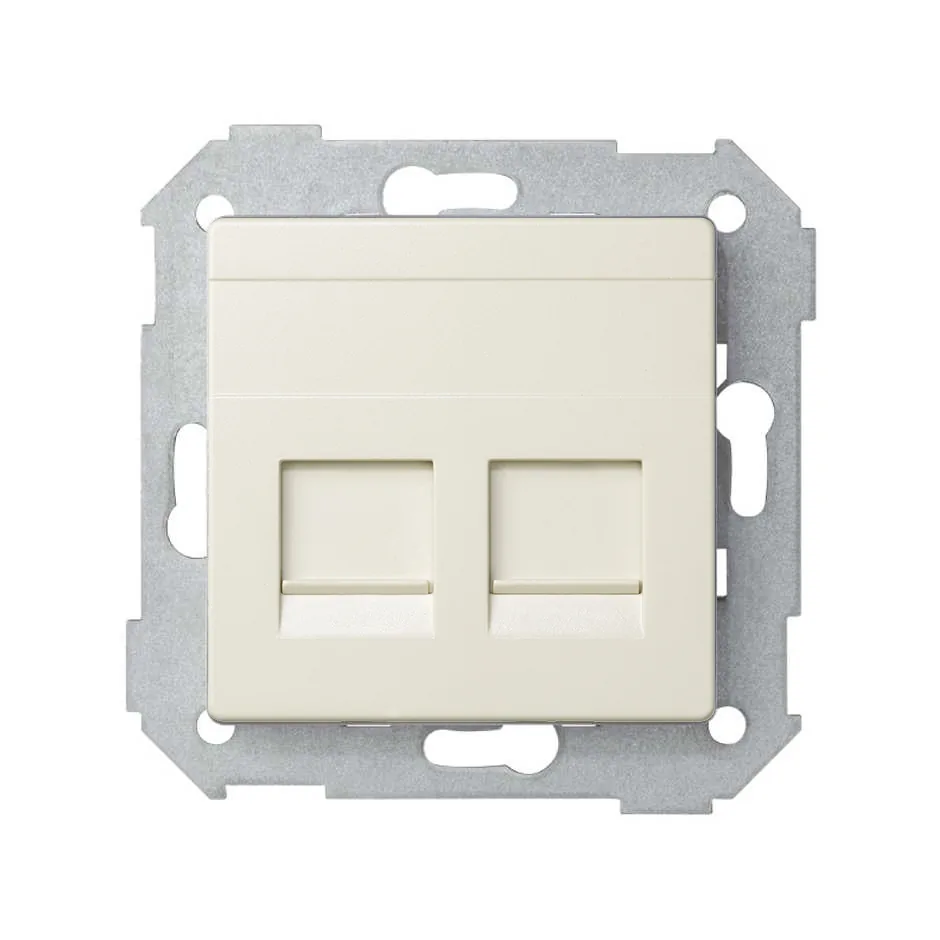 Simon Flat voice and data plate with dust cover for 2 RJ45 connectors ivory Simon 82