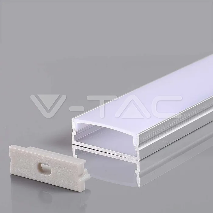 V-Tac LED Strip Mounting Kit With Diffuser Aluminum 2000*30*10mm Silver Body