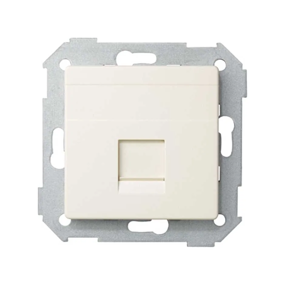 Simon Flat voice and data plate with dust cover for 1 SystimaxÂ® RJ45 connector ivory Simon 82