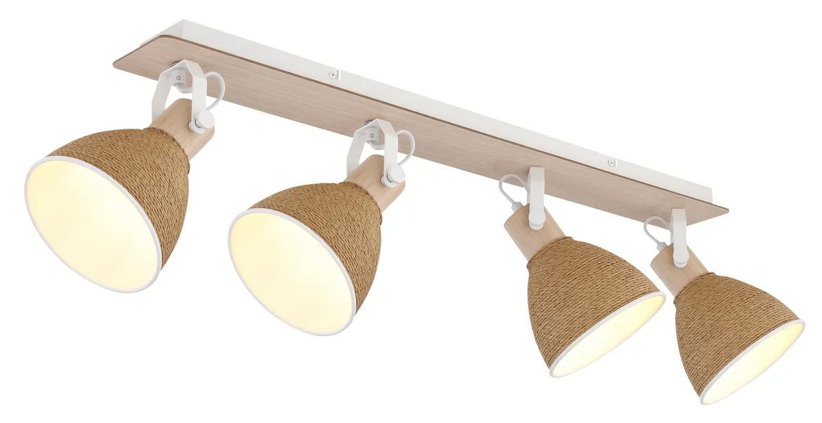 Globo LYNDON spotlights - metal white matt - wood brown