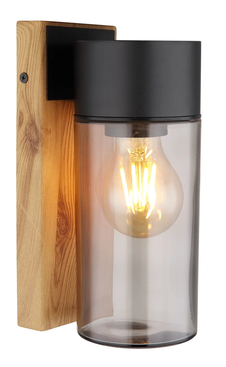 Globo ETSI Outdoor Light - stainless steel wood look dark - glass smoke colored