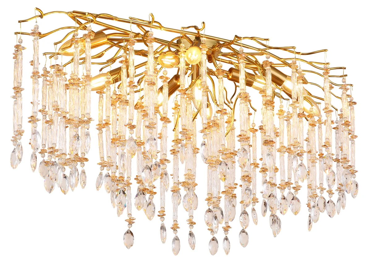 Globo GLORIA ceiling light - metal gold colors matt - glass crystals clear