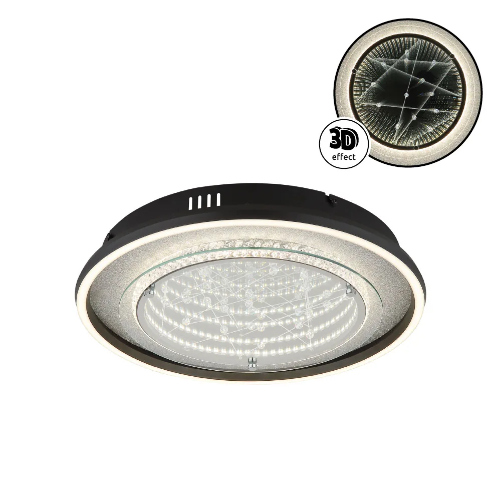 Globo MIRRORA ceiling light - aluminium black matt - glass mirrored 3D effect