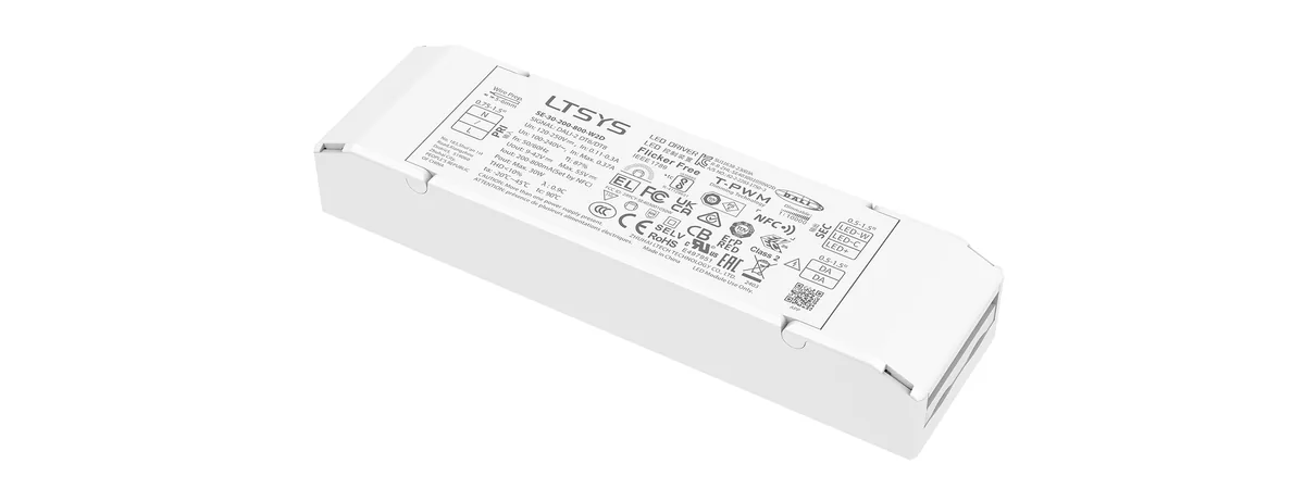 LTECH 30W 200-800mA NFC CC DALI-2 DT6/DT8 tunable white LED driver SE-30-200-800-W2D