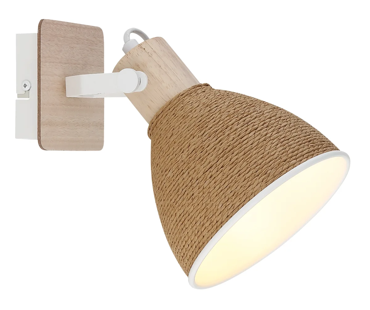 Globo LYNDON spotlights - metal white matt - wood brown