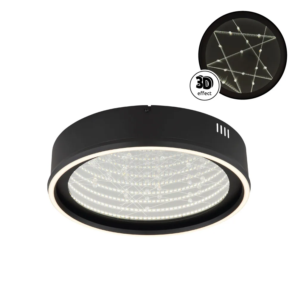 Globo MIRRORA ceiling light - metal black matt - glass mirrored 3D effect