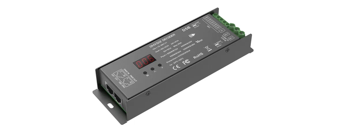 LTECH 5CH CV DMX/RDM Decoder D5B(RJ45 DMX interfaces)