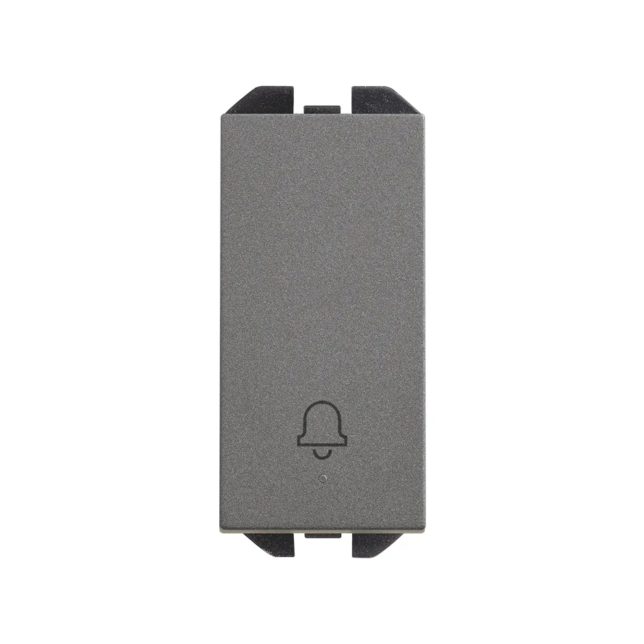 Simon Push-button switch with bell symbol 10AX 230V~ slender rocker and fast terminal connection system titanium Simon 270