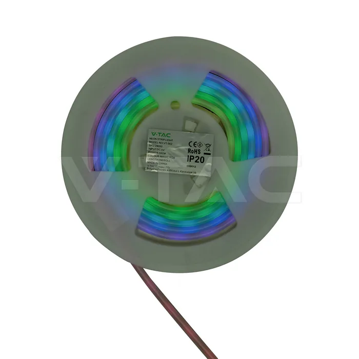 V-Tac Neon Strip Light 5M/SET with Controller Magic RGB DC 5V