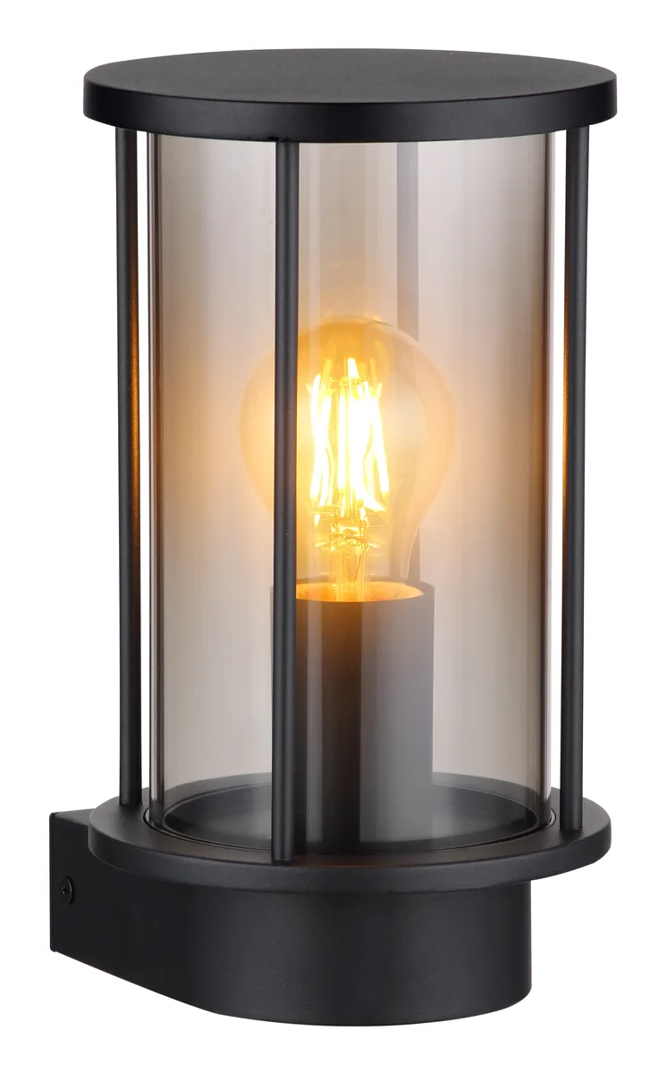 Globo GRACEY Outdoor Light - stainless steel black matt - glass smoke colored
