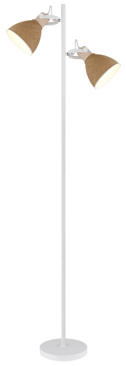 Globo LYNDON Floor lamp - metal white matt - wood brown