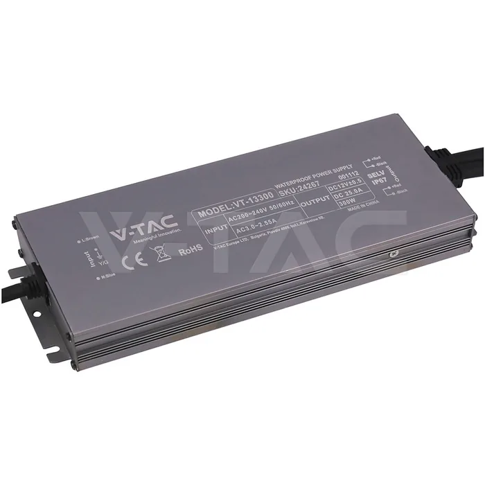 V-Tac Power Supply 300W 24V 12.5A IP67