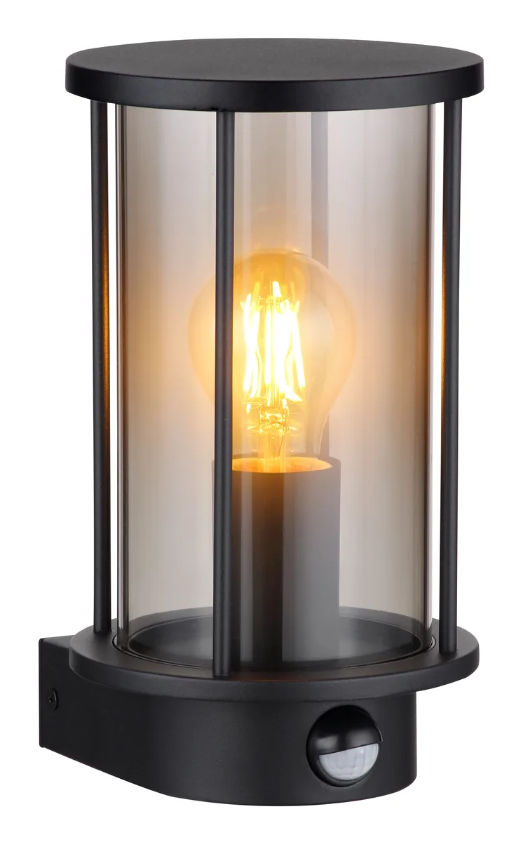 Globo GRACEY Outdoor Light - stainless steel black matt - glass smoke colored