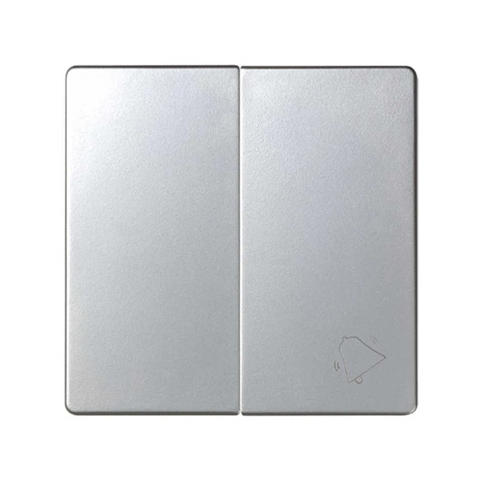 Simon Double rocker for set of 1 2-way switch and 1 push button with bell symbol aluminium Simon 82