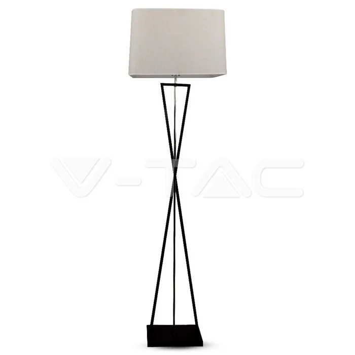 V-Tac Designer Floor Lamp E27 Ivory Square Lampshade Black Metal Canopy Switch