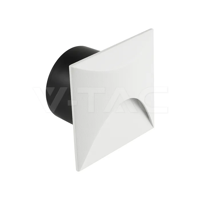 V-Tac 3W LED Step Light 3000K Aluminum White Body Square IP65