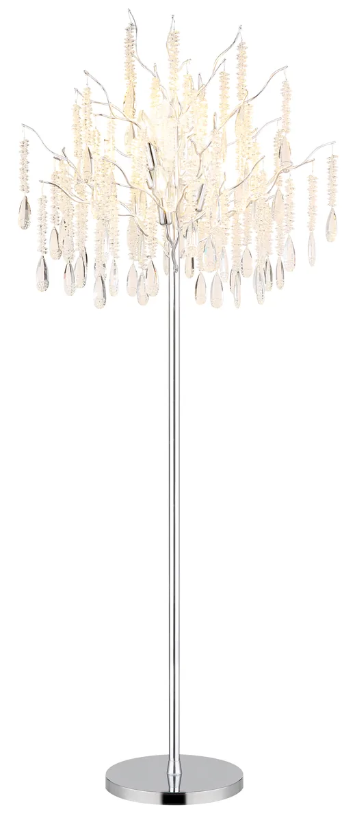 Globo KINGA Floor lamp - metal silver colored matt - glass crystals clear