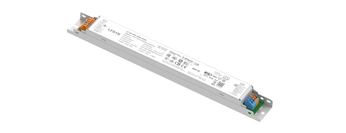 LTECH 40W 300-1050mA NFC 0/1-10V CC Linear Intelligent Driver LF-40-300-1050-G1A2 (Built-in)