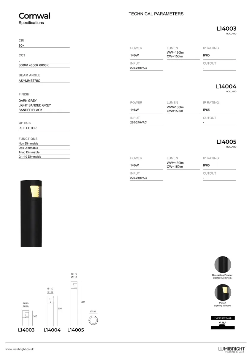 Lumibright Cornwal L14005 Bollard Light