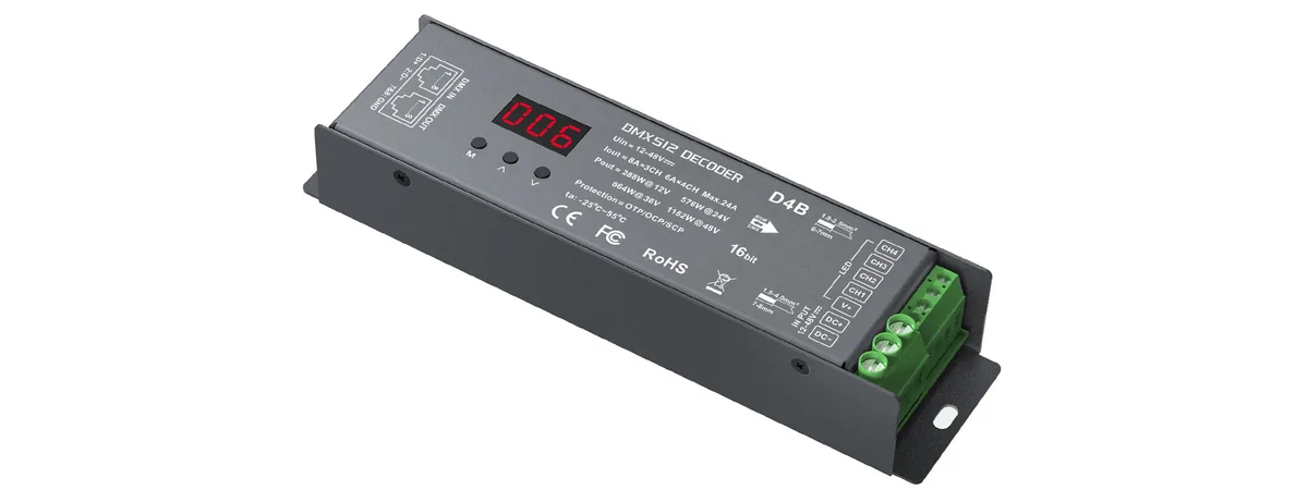 LTECH 4CH CV DMX/RDM Decoder D4B(RJ45 DMX interfaces)