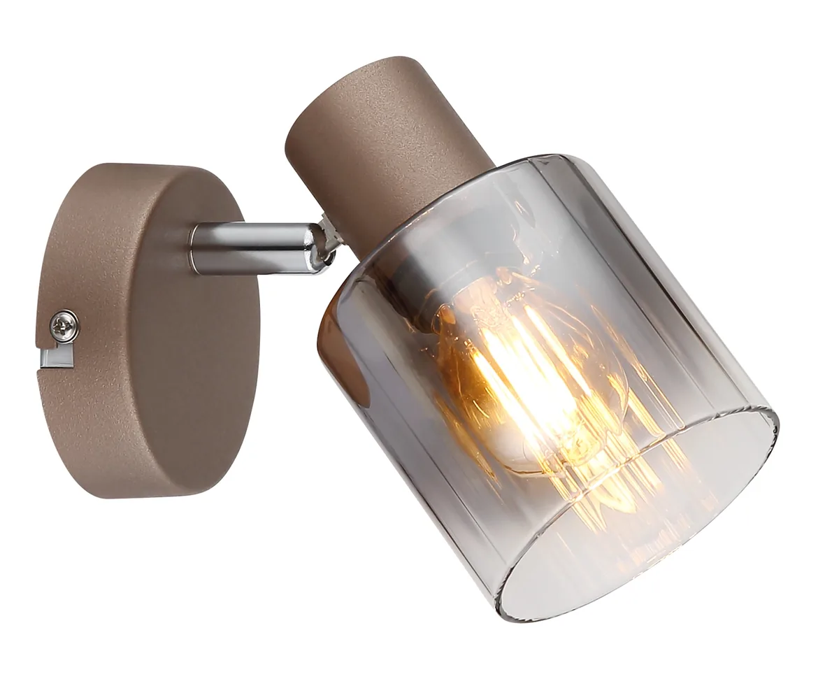 Globo WALTON spotlights - metal coffee colored matt - glass smoke colored