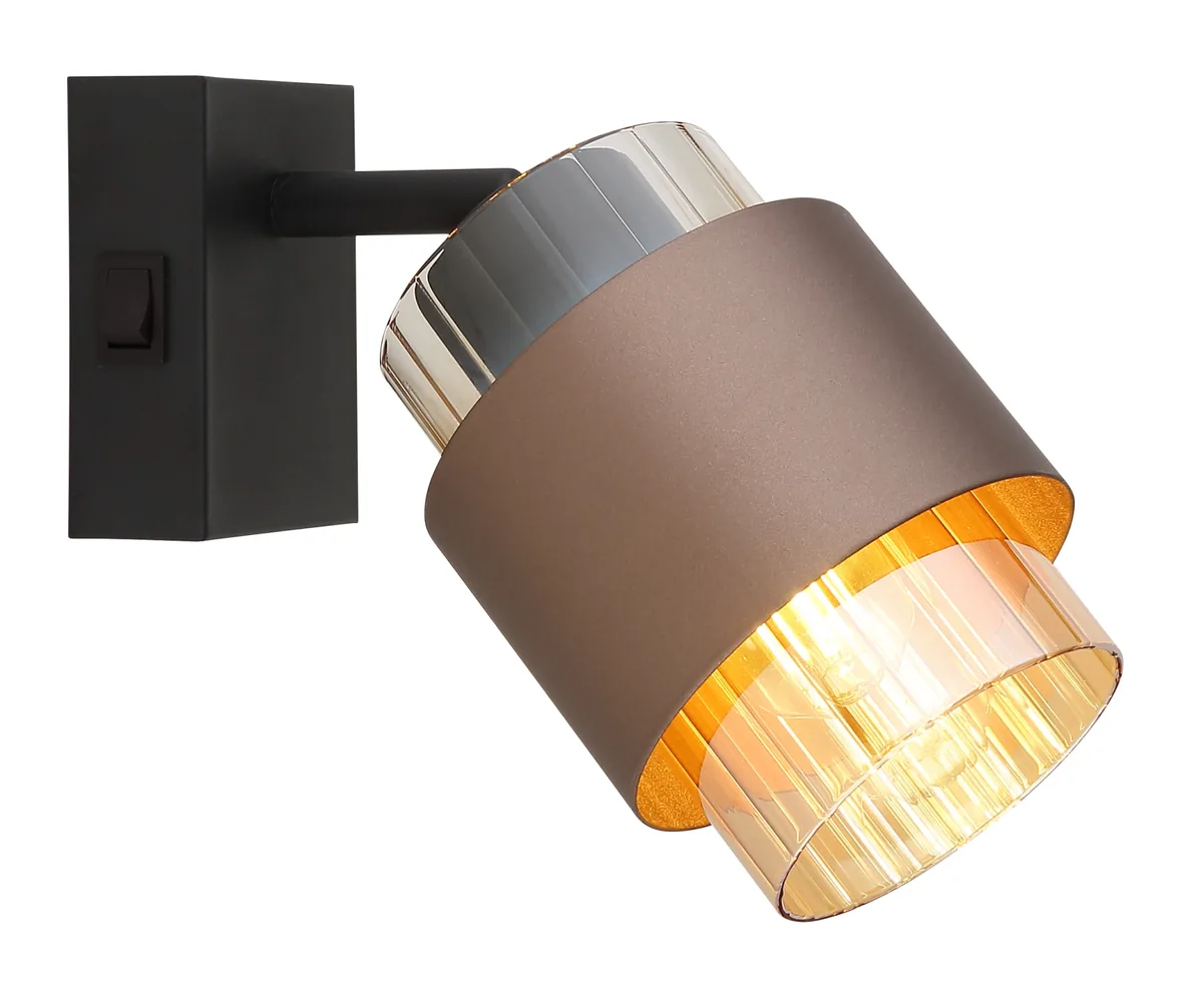 Globo MILLEY spotlights - metal black matt - glass amber