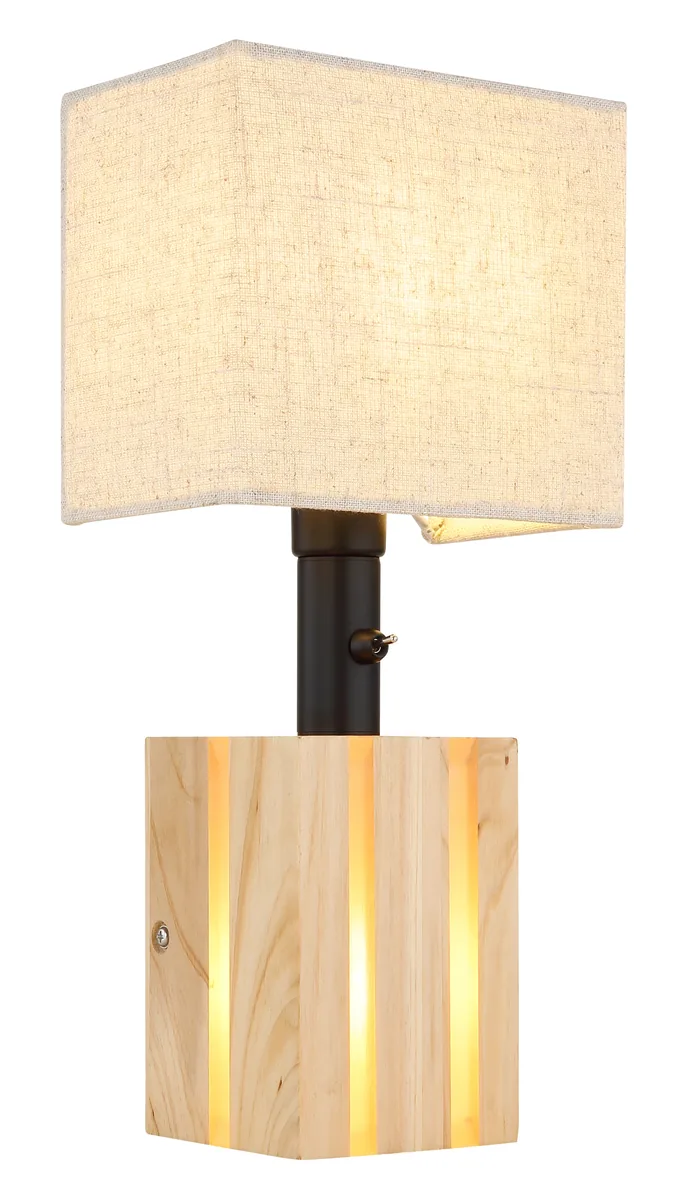Globo ADAN wall light - wood natural color - linen beige
