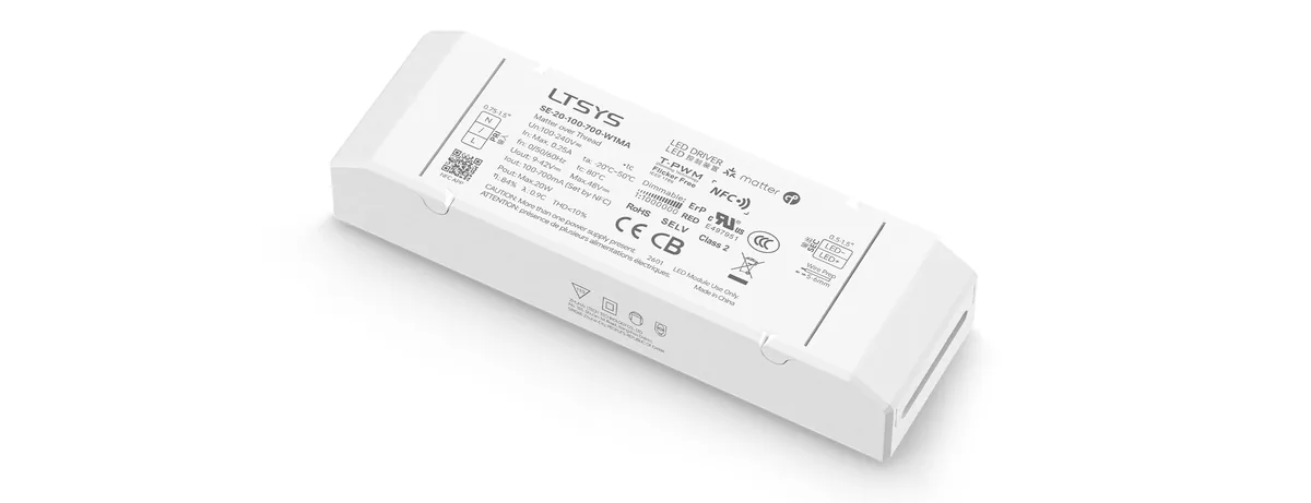 LTECH 20W 100-700mA NFC CC Matter LED Driver SE-20-100-700-W1MA
