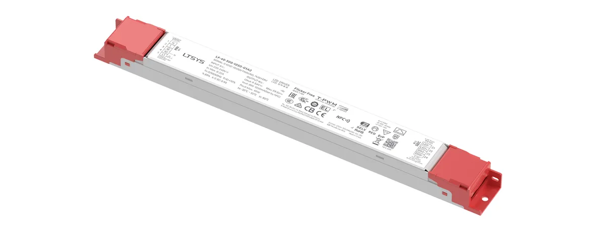 LTECH 40W 300-1050mA NFC 0/1-10V CC Linear Intelligent Driver LF-40-300-1050-G1A2 (External)