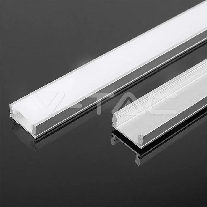 V-Tac LED Strip Mounting Kit With Diffuser Aluminum 2000x17.4x7mm Milky
