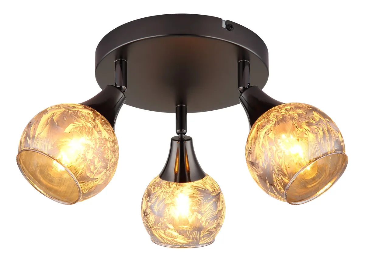 Globo FROSTA spotlights - metal gunmetal matt - iced glass smoke colored
