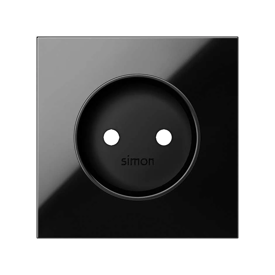 Simon Cover for bipolar socket outlet gloss black Simon 100