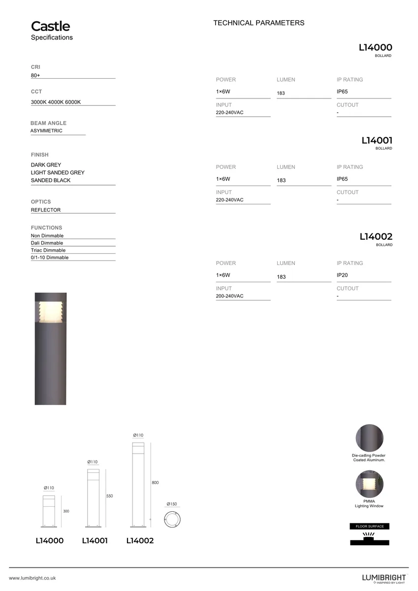 Lumibright Castle L14001 Bollard Light