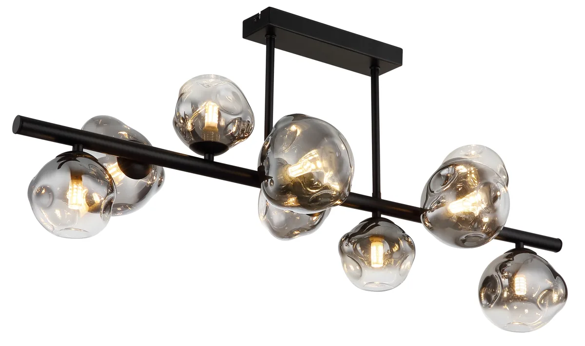 Globo ARIN ceiling light - metal black matt - glass smoke colored
