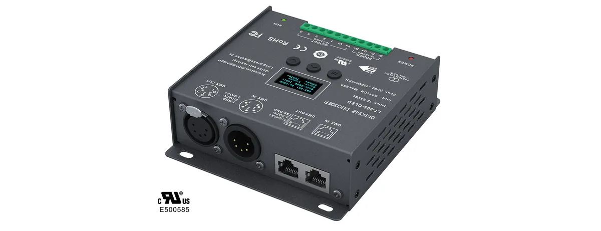 LTECH 5CH CV DMX Decoder LT-905-OLED