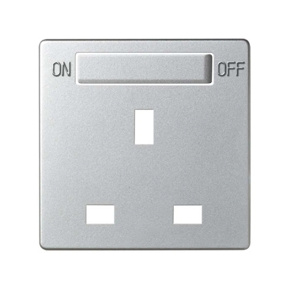 Simon Cover with safety device for British socket outlet with switch aluminium Simon 82