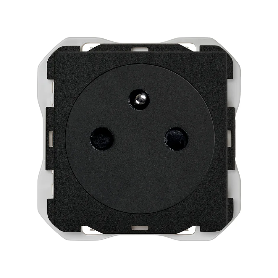 Simon 2P+T clean modular socket outlet 16A 250 V~ with screw terminal system matt black Simon 270