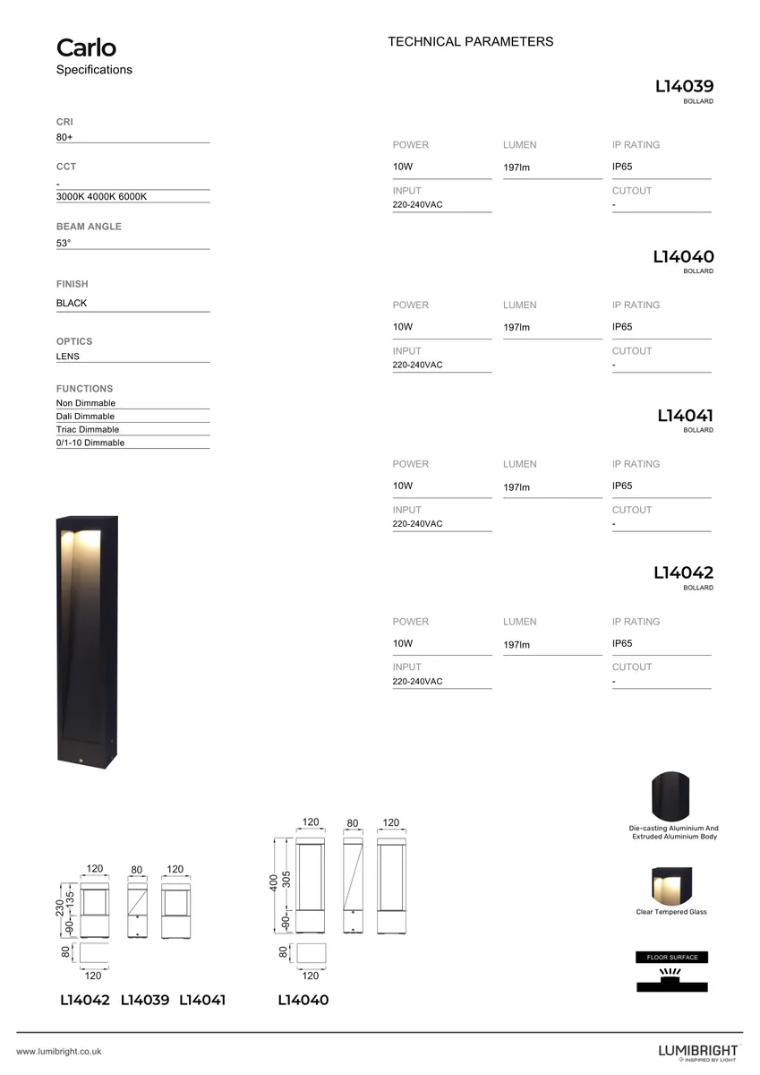 Lumibright Carlo L14041 Bollard Light