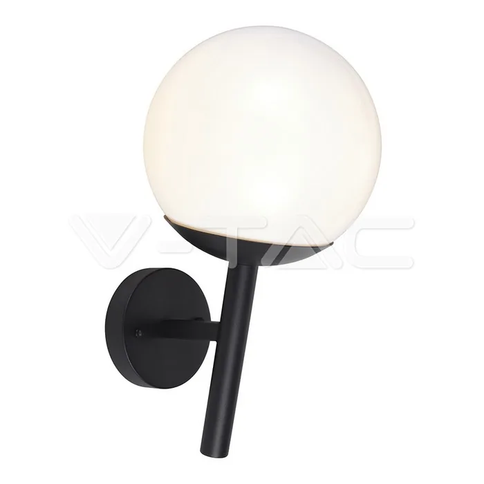 V-Tac Wall Lamp 1xE27 Matt Black Opal Plastic C Ball Down