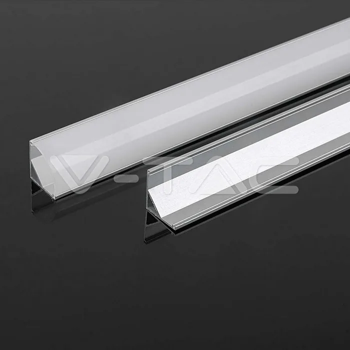 V-Tac LED Strip Mounting Kit With Diffuser Aluminum 2000x15.8x15.8mm Milky