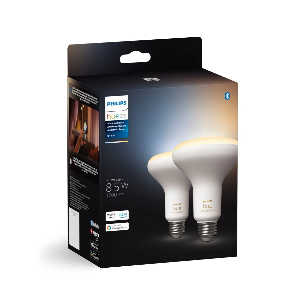 Signify Hue 2-pack BR30 E26 LED Bulb - White Ambiance