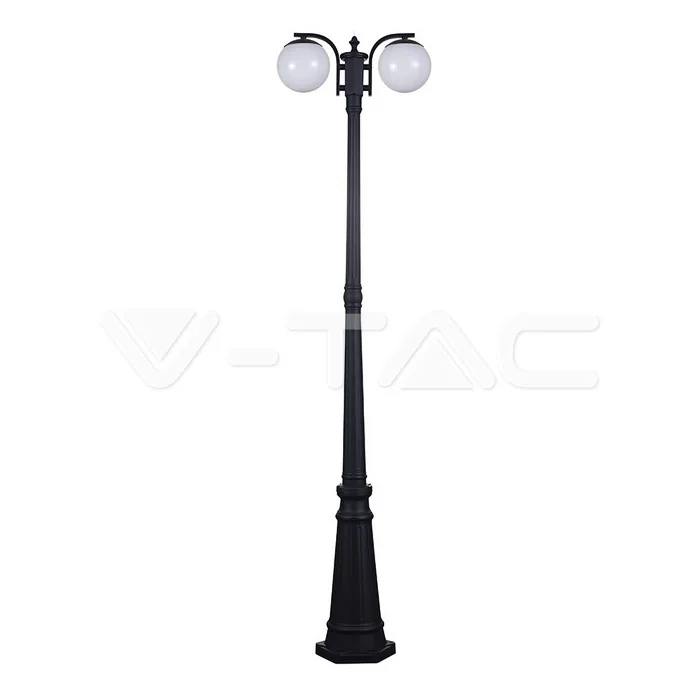 V-Tac Stand Lamp 2xE27 Matt Black Opal Plastic C Ball