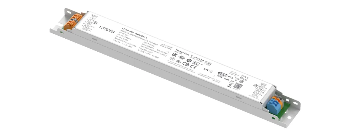 LTECH 60W 500-1500mA NFC 0/1-10V CC Linear Intelligent Driver LF-60-500-1500-G1A2 (Built-in)