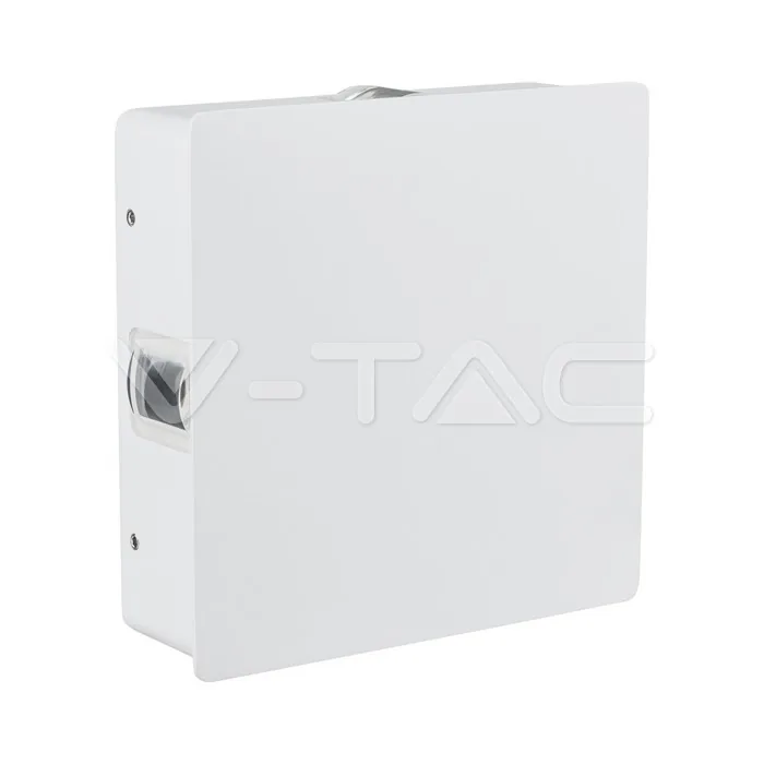 V-Tac 4W LED Wall Light White Body Square 4000K IP65