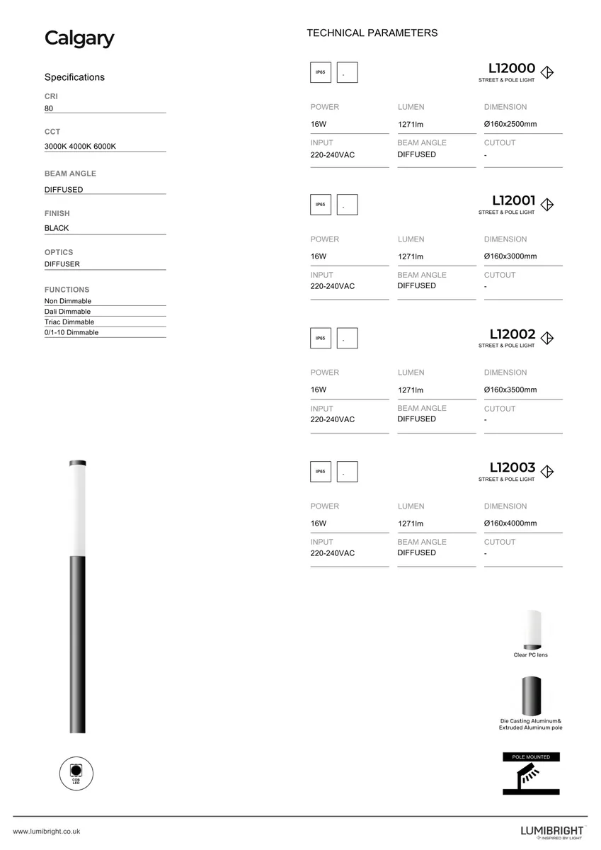Lumibright Calgary L12000 Street Light 16W